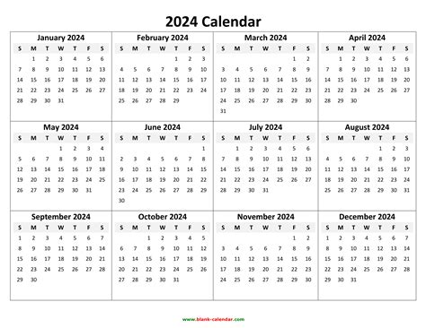 日历|Calendar for Year 2024 (United States)